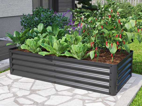 150 x 75 x 35 cm Raised garden bed, steel, anthracite grey