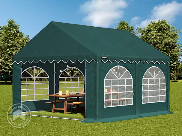 3x4m Marquee / Party tent w. ground frame, PVC 750, dark green
