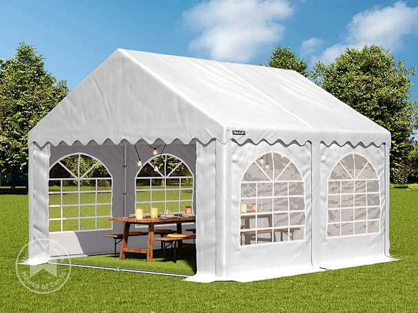 3x4m Marquee / Party tent w. ground frame, PVC 750, white