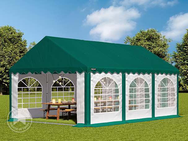 3x6m Marquee / Party tent w. ground frame, PVC 750, green-white