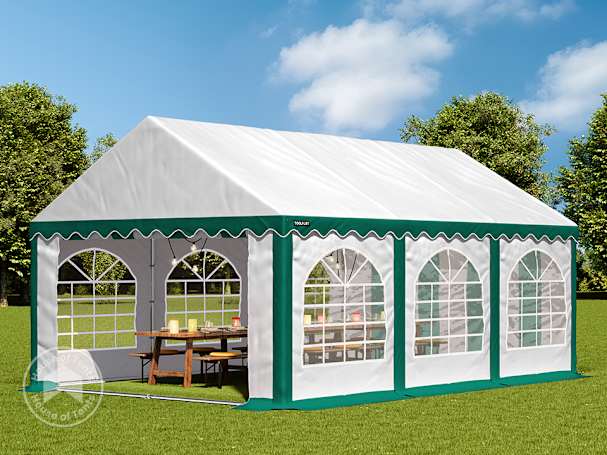 4x6m Marquee / Party tent w. ground frame, PVC 750, green-white