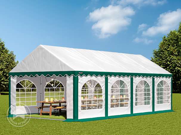 4x8m Marquee / Party tent w. ground frame, PVC 750, green-white