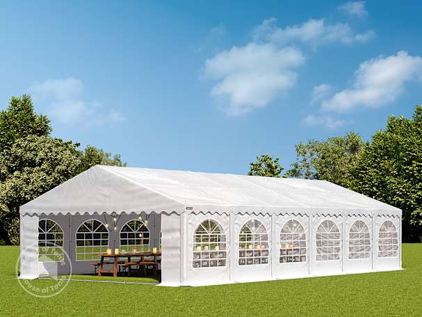 6x12m Marquee / Party tent w. ground frame, PVC 750, white