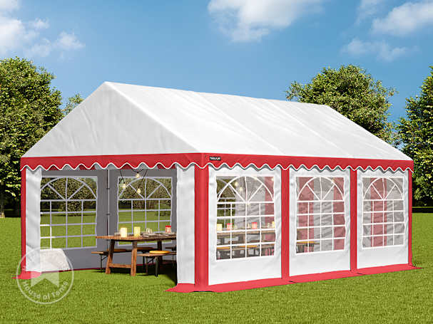 4x6m Marquee / Party tent, PVC 700, red-white