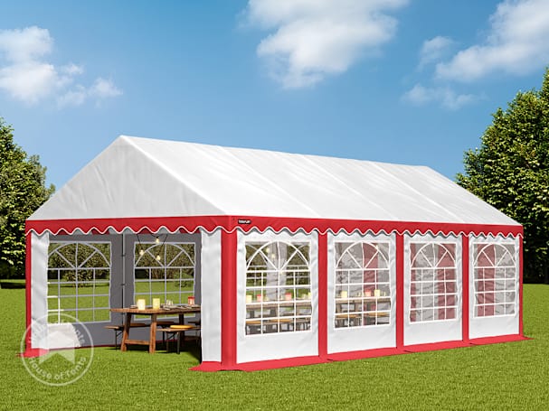 4x8m Marquee / Party tent, PVC 700, red-white