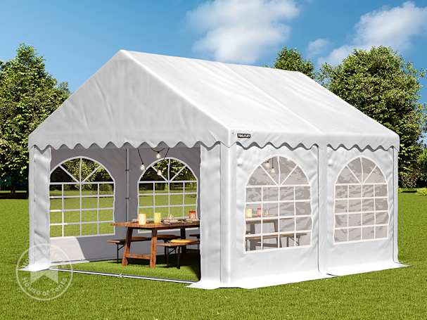 3x4m Marquee / Party tent w. Groundbar, PVC 800, white