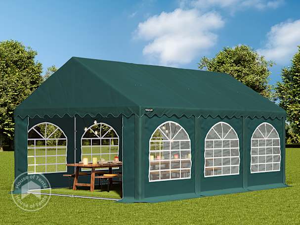 4x6m Marquee / Party tent w. ground frame, PVC 800, dark green