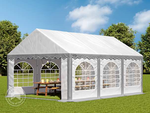 4x6m Marquee / Party tent w. ground frame, PVC 800, grey-white
