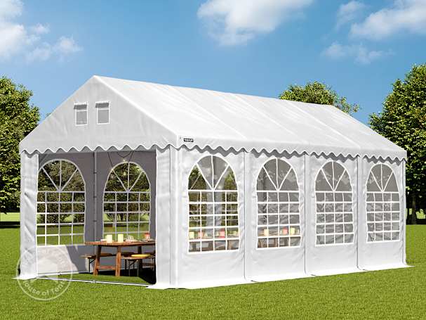 4x8m 2.6m Sides Marquee / Party tent w. ground frame, PVC 1400, white