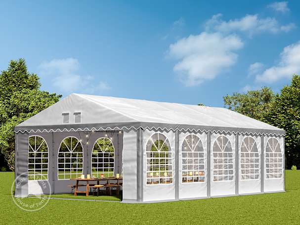 6x10m 2.6m Sides Marquee / Party tent w. ground frame, PVC 1400, grey-white