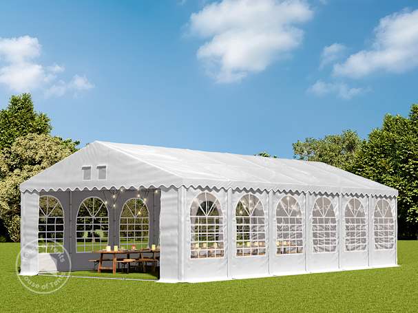 6x12m 2.6m Sides Marquee / Party tent w. ground frame, PVC 1400, white 6x12m 2.6m Sides Marquee / Party tent w. ground frame, PVC 1400, white