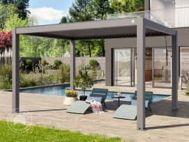 3x4m Pergola, louvered roof, pearl grey