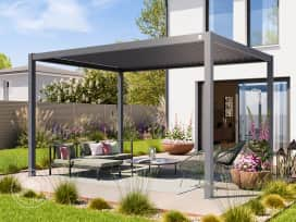 3x4m Pergola, louvered roof, pearl grey