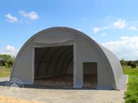9.15x20m 3.5x3.5m Drive Through Arched Storage Tent / Hangar, PRIMEtex 2300, grey 9.15x20m 3.5x3.5m Drive Through Arched Storage Tent / Hangar, PRIMEtex 2300, grey