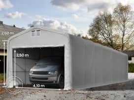 5x30m 2.6m Sides Carport Tent / Portable Garage, 4.1x2.5m Drive Through, PVC 850, grey with statics package (soft ground anchors) 5x30m 2.6m Sides Carport Tent / Portable Garage, 4.1x2.5m Drive Through, PVC 850, grey with statics package (soft ground anchors)