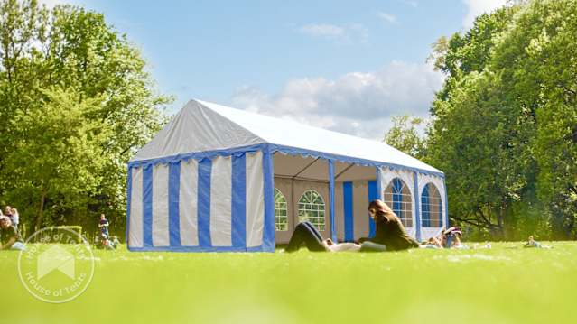 Marquee as shelter on a sunny day