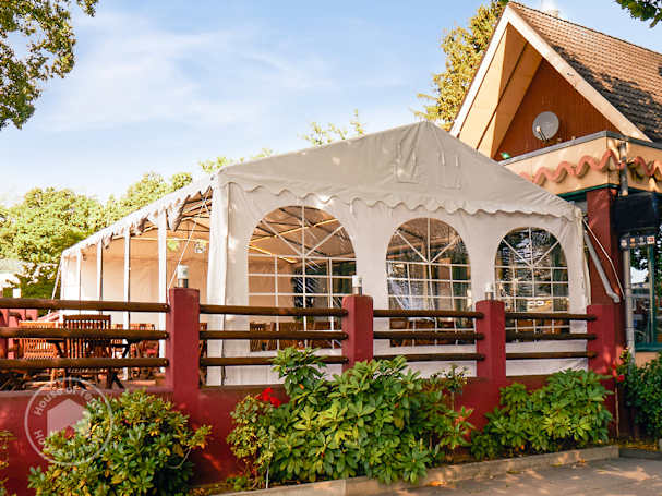 A marquee used for outdoor dining