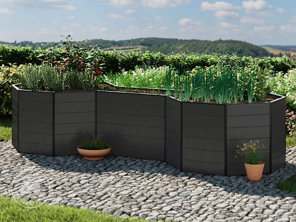 raised bed in dumbbell design