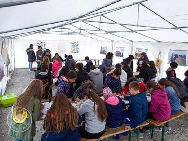Marquee used as make-shift school space in emergencies