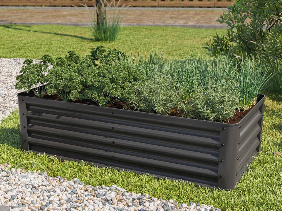 PRIMEYARD Carré potager surélevé LUCA, acier, anthracite 180x75x60 cm