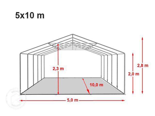 Tente de réception 5x10 PVC, blanc (6160)