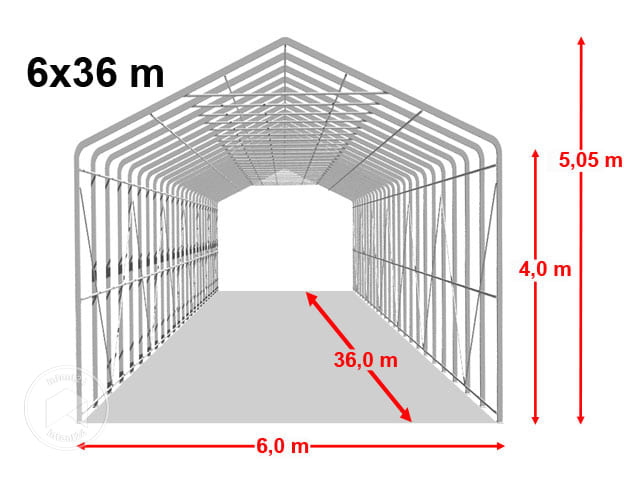 8x12 m, Tente garage de stockage, PRIMEtex 2300, porte 4,0x4,7 m