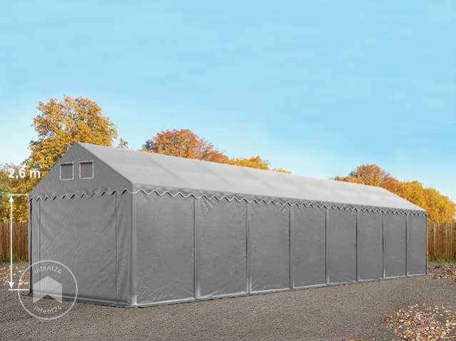 Tente de stockage 4x16 m, PVC gris (49843)
