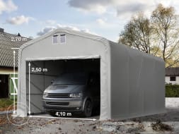 Tente garage de stockage 5x8m, PVC 550, porte 4,1x2,5m