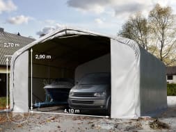 Tente garage de stockage 6x6m, PVC 550, porte 4,1x2,9m