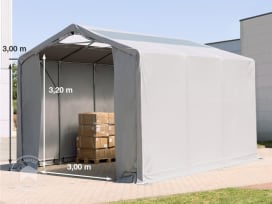 4x6 m hangar, PVC 850, H. 3 m avec portes à fermeture éclair et fenêtres dans le toit, gris, sans statique 4x6 m hangar, PVC 850, H. 3 m avec portes à fermeture éclair et fenêtres dans le toit, gris, sans statique