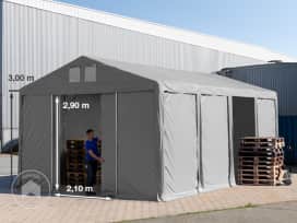 5x8 m tente de stockage, PVC 850, H. 3 m avec porte coulissante, gris, sans statique