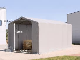 5x10 m hangar, PRIMEtex 2300, H. 4 m avec portes à fermeture éclair, gris, sans statique 5x10 m hangar, PRIMEtex 2300, H. 4 m avec portes à fermeture éclair, gris, sans statique