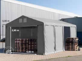 6x8 m tente de stockage, PVC 850, H. 3 m avec portes à fermeture éclair, gris, sans statique