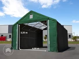 6x12 m hangar avec fenêtres dans le toit, porte 4x3,35 m, PRIMEtex 2300, vert foncé, avec statique (type de sol : terre)
