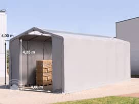 6x12 m hangar, PVC 850, H. 4 m avec portes à fermeture éclair et fenêtres dans le toit, gris, sans statique 6x12 m hangar, PVC 850, H. 4 m avec portes à fermeture éclair et fenêtres dans le toit, gris, sans statique
