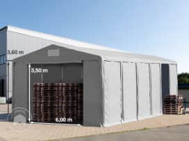 8x12 m tente de stockage, PVC 850, H. 3,6 m avec portes à fermeture éclair, gris, sans statique 8x12 m tente de stockage, PVC 850, H. 3,6 m avec portes à fermeture éclair, gris, sans statique