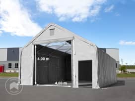 10x20 m hangar avec fenêtres dans le toit, porte 4x4 m, PRIMEtex 2300, gris, avec statique (type de sol : terre)