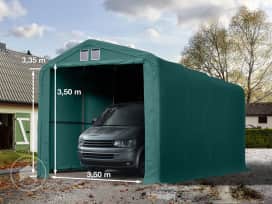 Tente garage de stockage 4x8m, PVC 550, porte 3,5x3,5m
