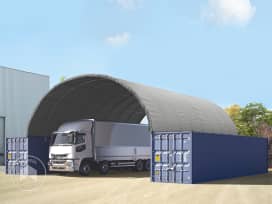 10x12 m Abri sur container, Bâche PRIMEtex, gris, avec statique