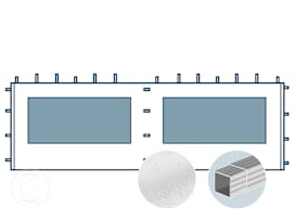Paroi latérale avec fenêtre panoramique pour tonnelle pliante d'une largeur de 6 m avec tubes en aluminium de 32 mm, blanc