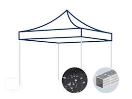 Toit de rechange pour tonnelle pliante 3x3 m avec tubes en aluminium de 32 mm, noir