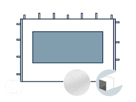 Paroi latérale avec fenêtre panoramique pour tonnelle pliante d'une largeur de 3 m avec tubes en acier de 30 mm, blanc