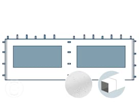 Paroi latérale avec fenêtre panoramique pour tonnelle pliante d'une largeur de 6 m avec tubes en acier de 30 mm, blanc