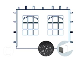 Paroi latérale avec deux fenêtres à croisillons pour tonnelle pliante  d'une largeur de 3 m avec tubes en acier de 30 mm, noir