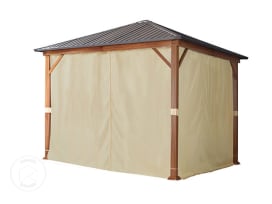 Rideaux (set de 4 toiles) pour tonnelle de jardin Forest Superior, 3x3 m, couleur champagne