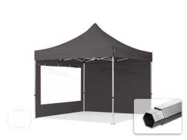 3x3 m Tonnelle pliante Alu, PES 800, côtés panoramiques, gris foncé