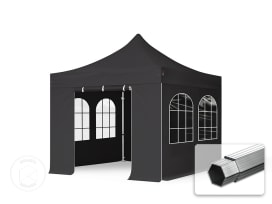 3x3 m Tonnelle pliante Alu, PVC 850, côtés avec fenêtres, noir 3x3 m Tonnelle pliante Alu, PVC 850, côtés avec fenêtres, noir