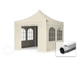 3x3 m Tonnelle pliante Alu, PES 800, côtés avec fenêtres, crème 3x3 m Tonnelle pliante Alu, PES 800, côtés avec fenêtres, crème