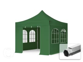 3x3 m Tonnelle pliante Alu, PES 800, côtés avec fenêtres, vert foncé 3x3 m Tonnelle pliante Alu, PES 800, côtés avec fenêtres, vert foncé