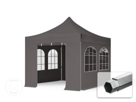 3x3 m Tonnelle pliante Alu, PES 800, côtés avec fenêtres, gris foncé 3x3 m Tonnelle pliante Alu, PES 800, côtés avec fenêtres, gris foncé
